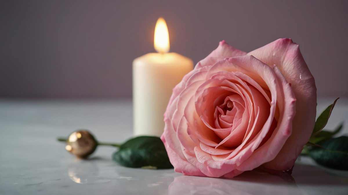 Pink rose with candle design